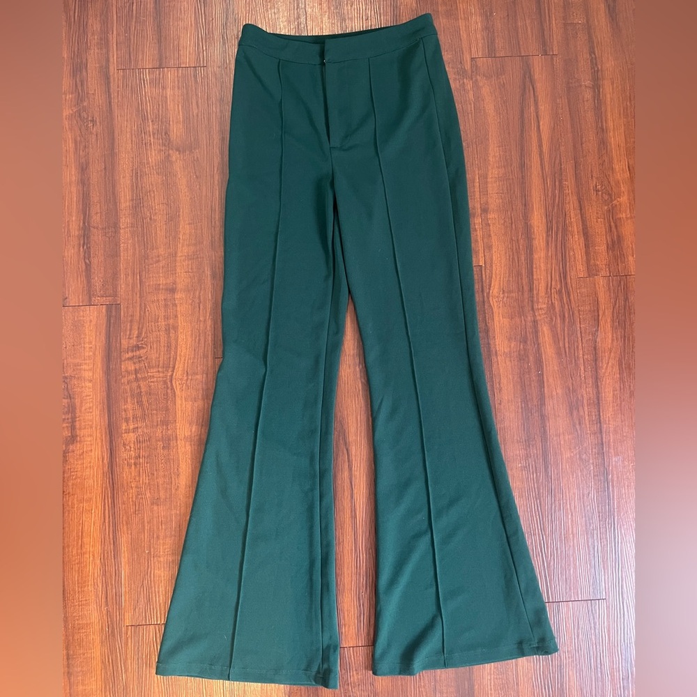 Green Flare Trousers